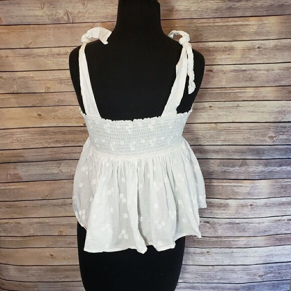 BP white embroidered tie strap peplum tank - Picture 3 of 7